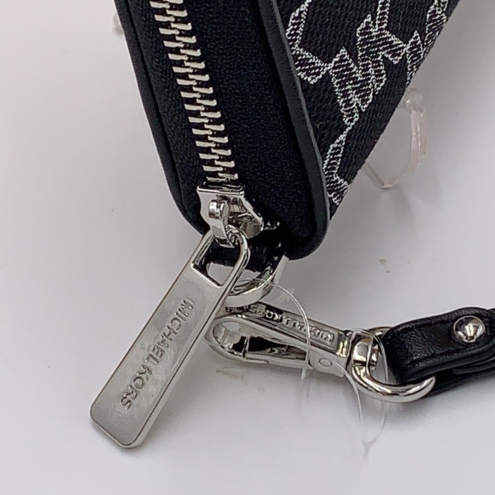 Michael Kors Jet Set Travel Large Phone Case Wristlet Wallet Black Glitter Multi - Picture 7 of 12